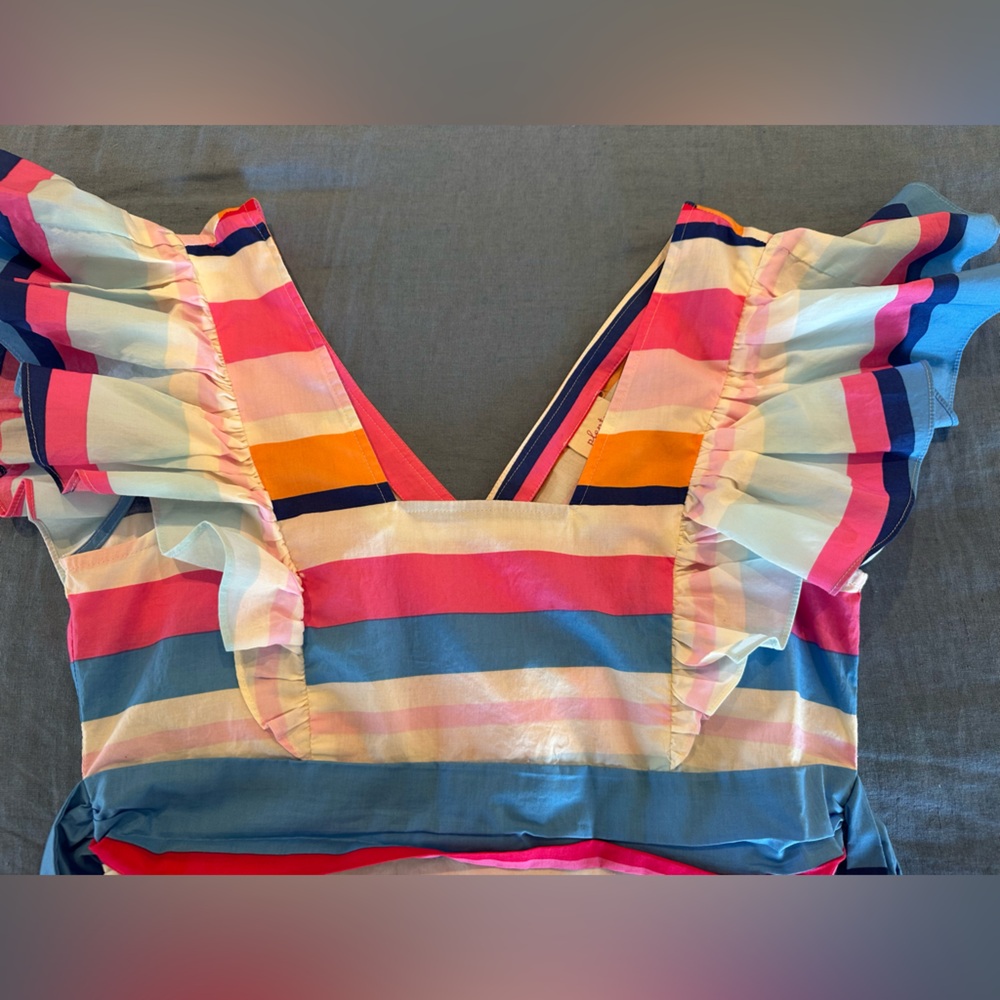 Women’s' Multi-Color Striped Ruffle Dress - Picture 6 of 10